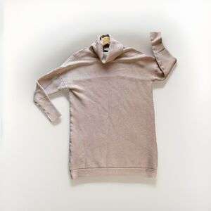 Sweater Dress Womens Small Tan Knit Turtleneck Cozy Minimalist Winter